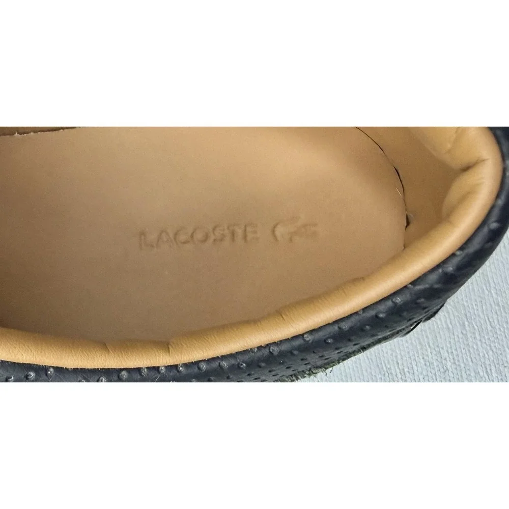 Lacoste Shoes Mens 9 Black Bayliss Vulc PRM Leather Boat Casual Sneakers Preppy